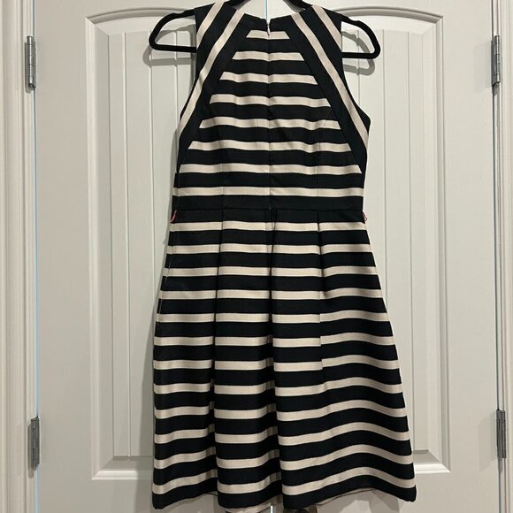 ELIZA J Navy and Cream Striped Sleeveless Midi Dress Women’s Size S - Picture 2 of 8